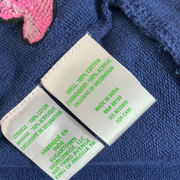 Lilly Pulitzer Rami Navy Sweatshirt Wild Hearts Embroidered Size L - Picture 8 of 8